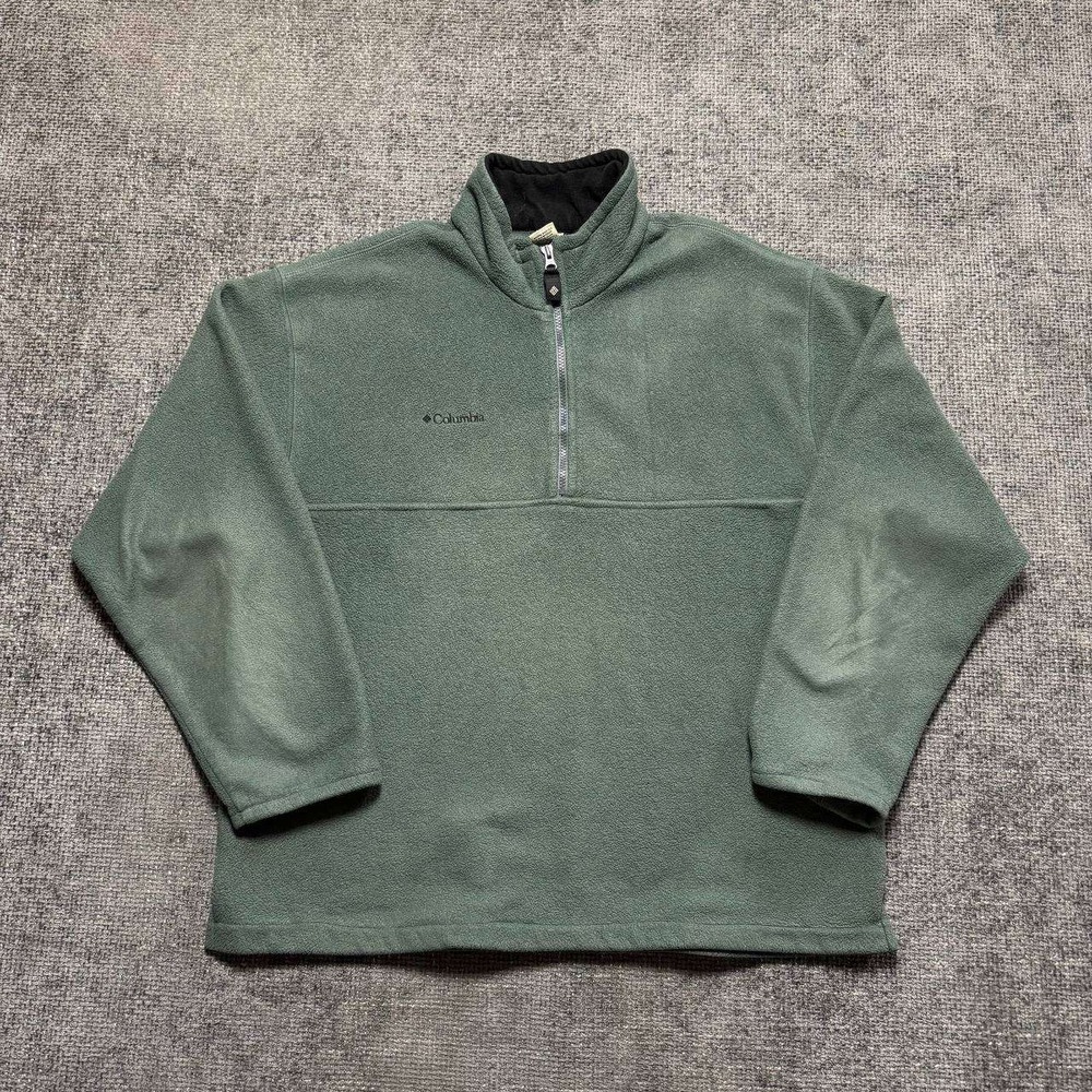 Columbia Fleece Pullover Mens XL Green Vintage 90s Made in USA Quarter Zip